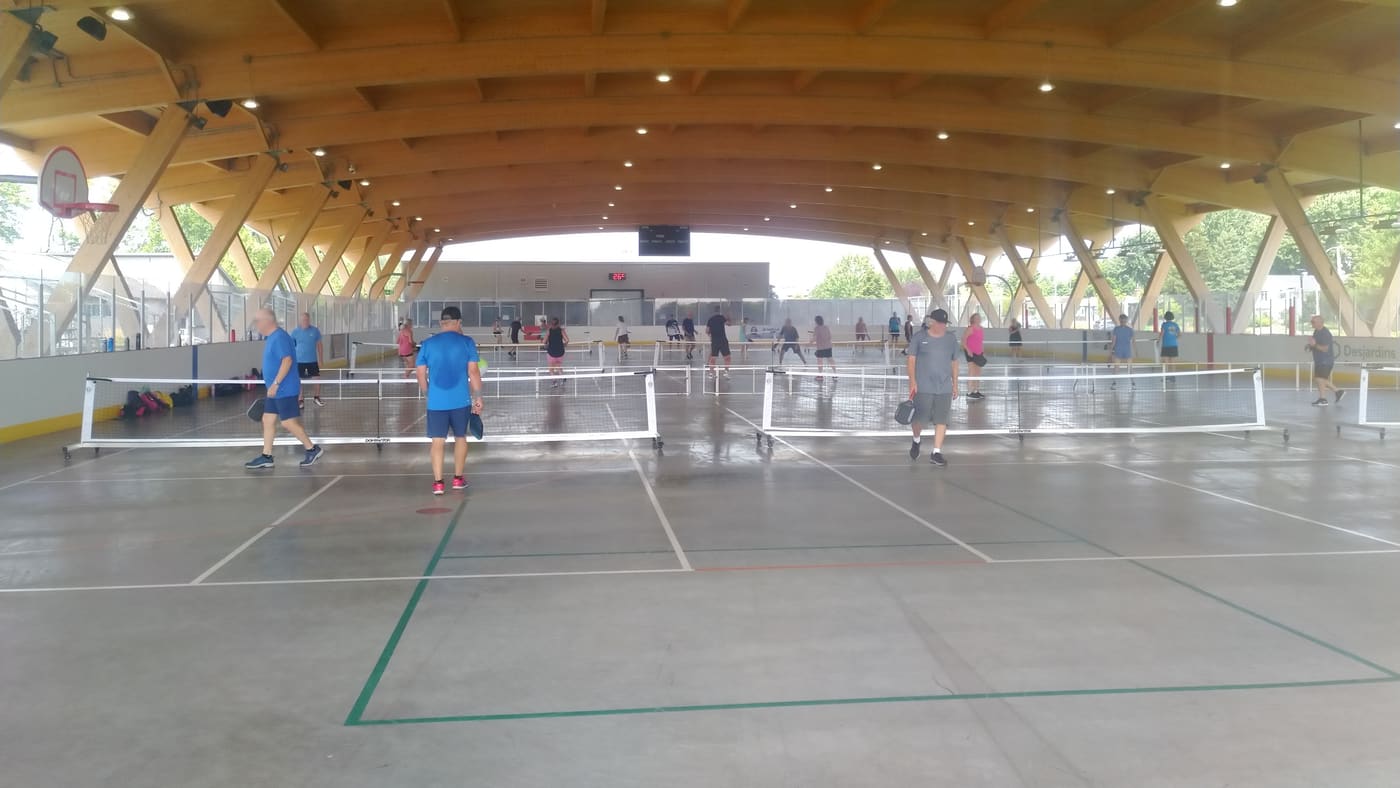 A pickleball court. Not a photograph of a court in Seattle.